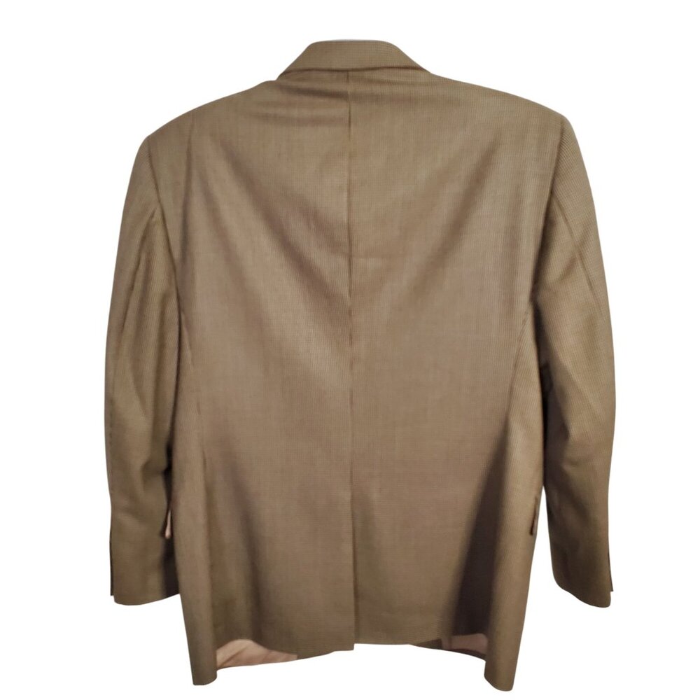 JoS A Bank Mens Size 41R Blazer Sportcoat 100% Wool Micro Houndstooth Brown Tan - Picture 3 of 15